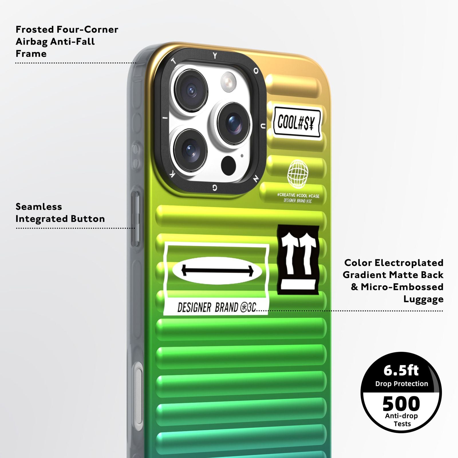 Luggage Style Gradient iPhone Case – Travel-Inspired Ribbed Design Cover for iPhone 15