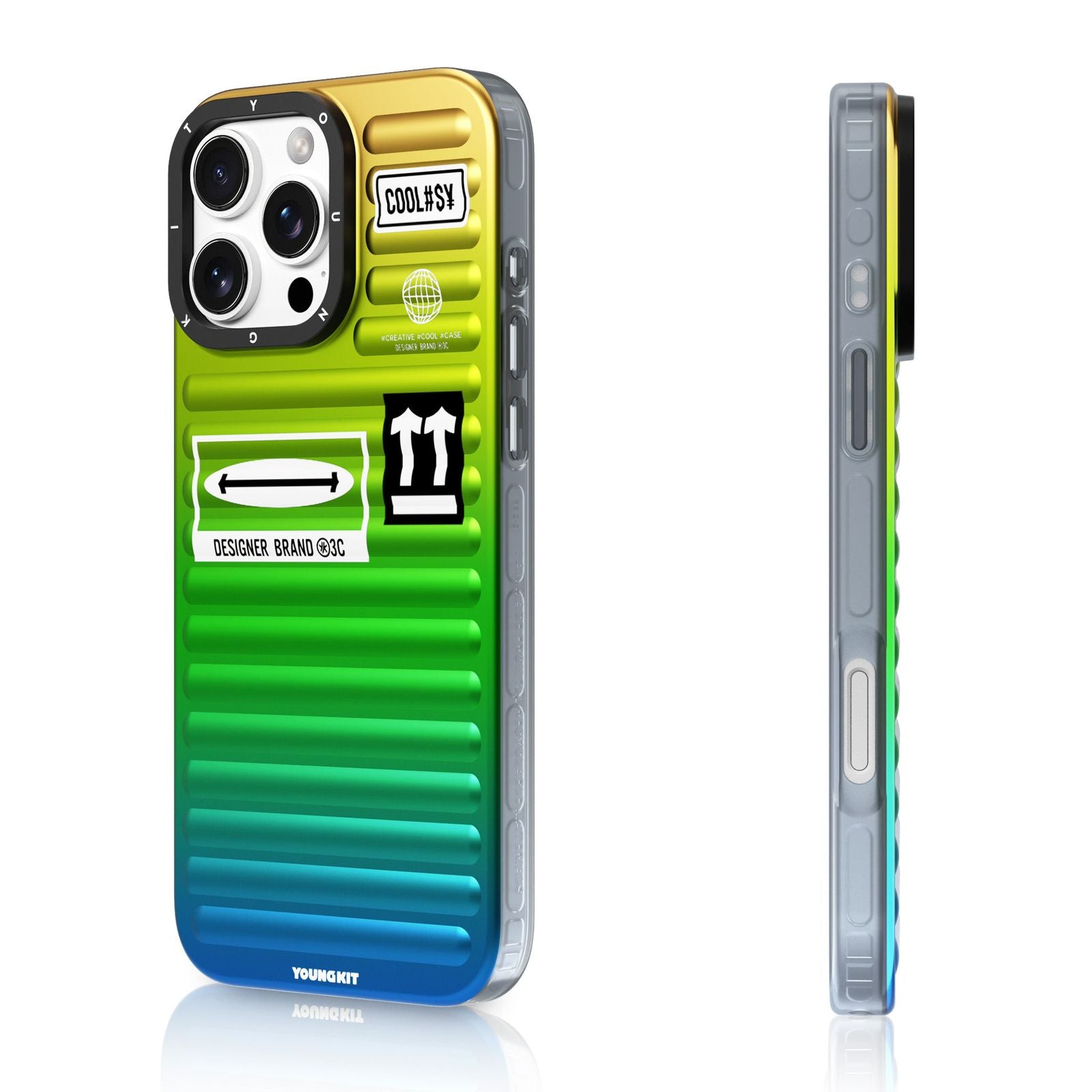 Luggage Style Gradient iPhone Case – Travel-Inspired Ribbed Design Cover for iPhone 15