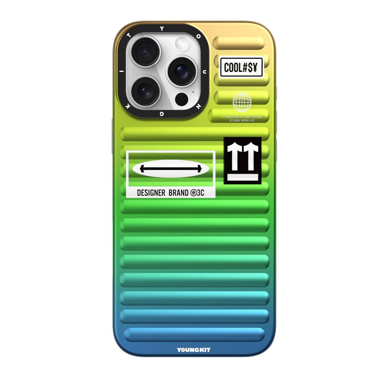 Luggage Style Gradient iPhone Case – Travel-Inspired Ribbed Design Cover for iPhone 15