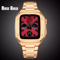 Luxury Retrofit Stainless Steel Kit for iWatch Rose Gold Color 44/45 MM