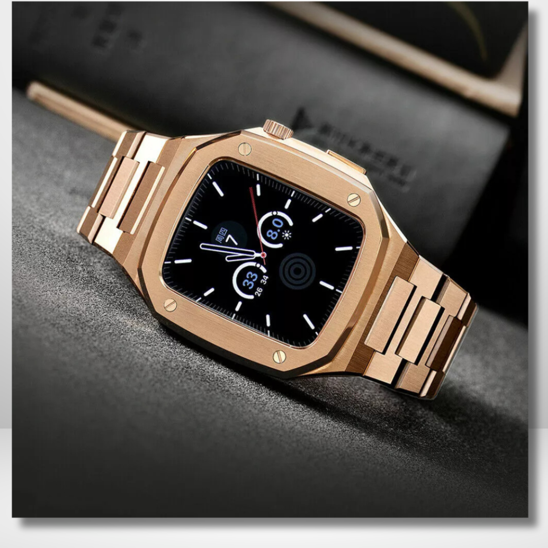 Luxury Retrofit Stainless Steel Kit for iWatch Rose Gold Color 44/45 MM