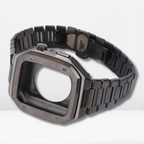 Luxury Stainless Steel Premium Strap and Case for iWatch 44 MM (Black) Mobile Case by CoverMeUp - Style 2