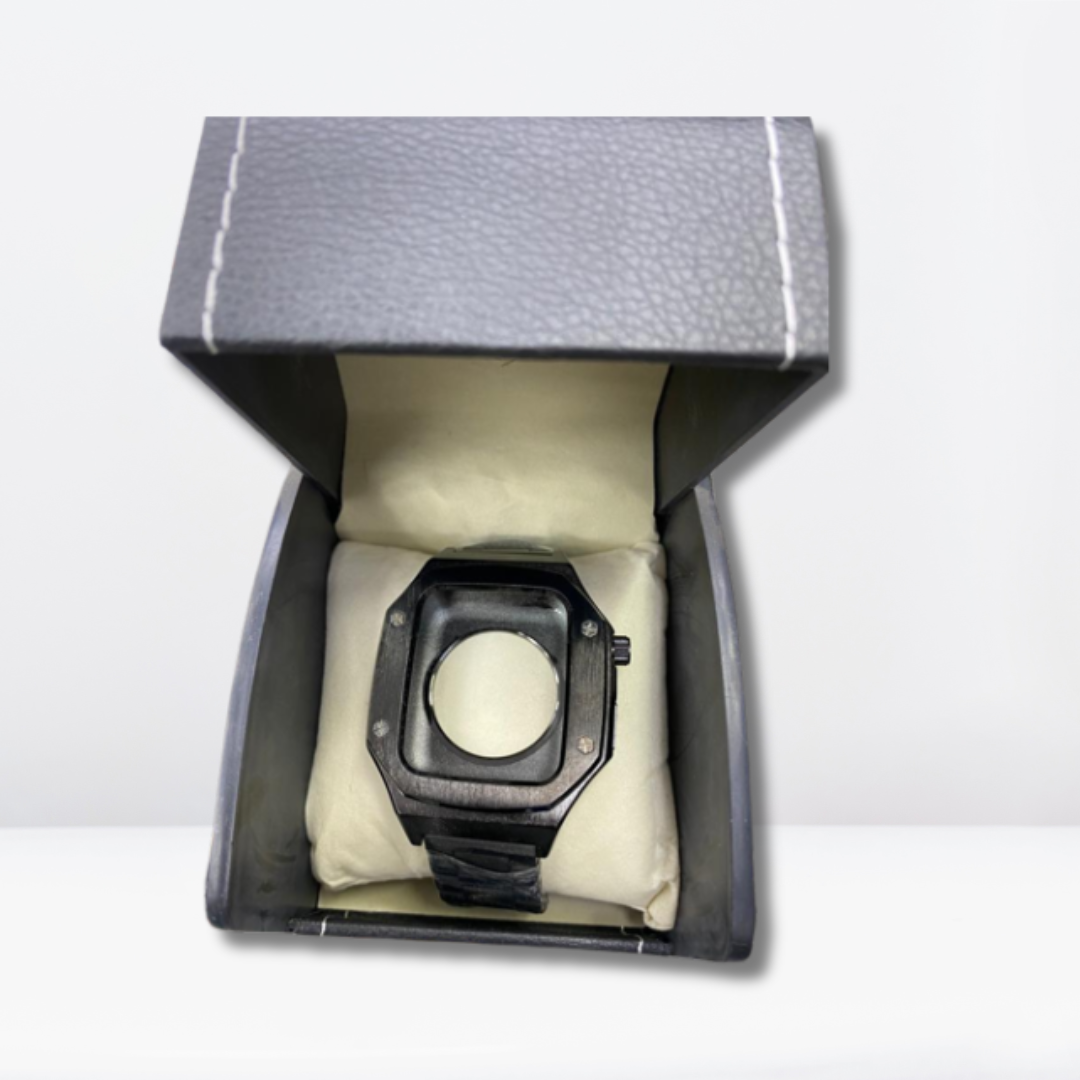 Luxury Stainless Steel Premium Strap and Case for iWatch 44 MM (Black)