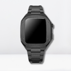 Luxury Stainless Steel Premium Strap and Case for iWatch 44 MM (Black) Mobile Case by CoverMeUp