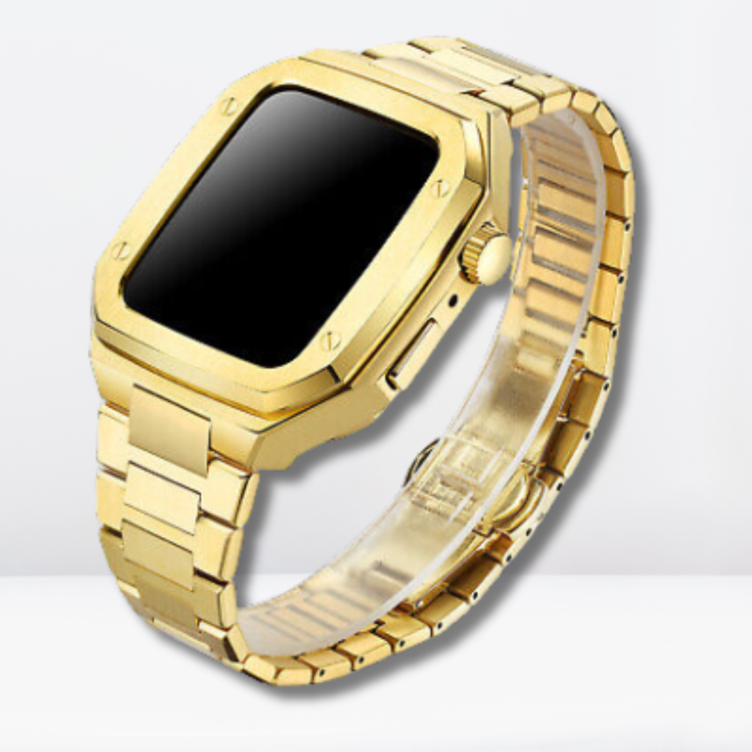 Luxury Stainless Steel Premium Strap and Case for iWatch 44 MM (Gold)