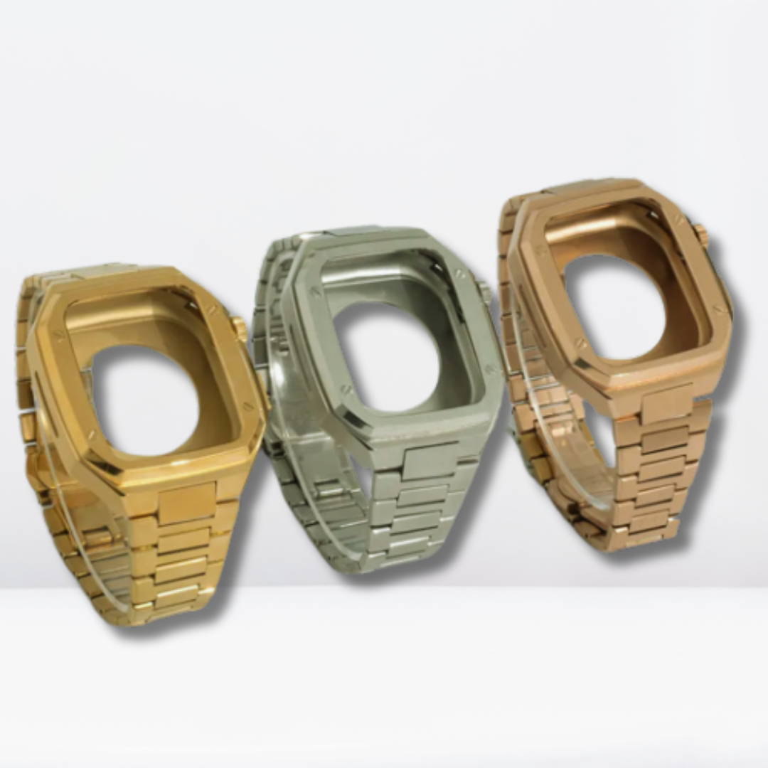 Luxury Stainless Steel Premium Strap and Case for iWatch 44 MM (Gold)