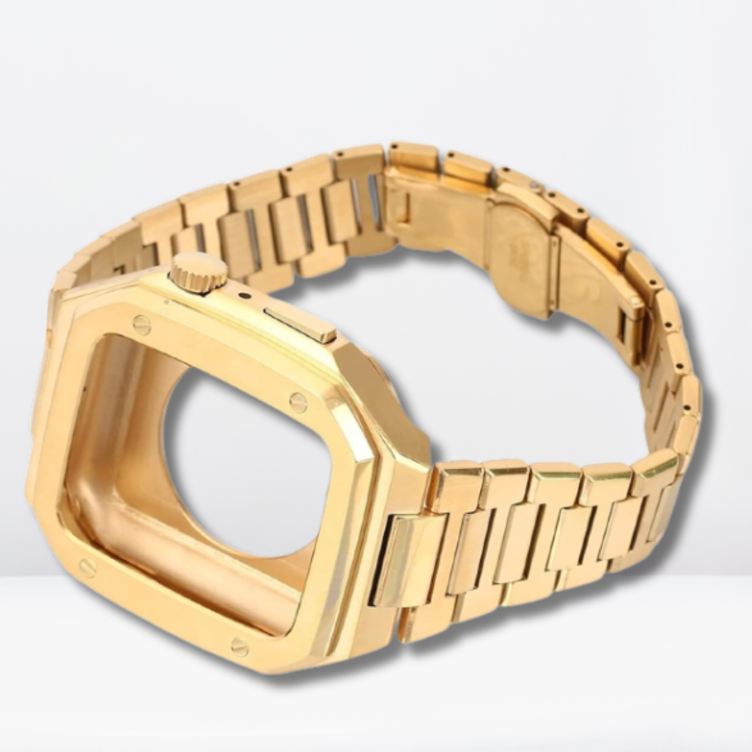 Luxury Stainless Steel Premium Strap and Case for iWatch 44 MM (Gold)