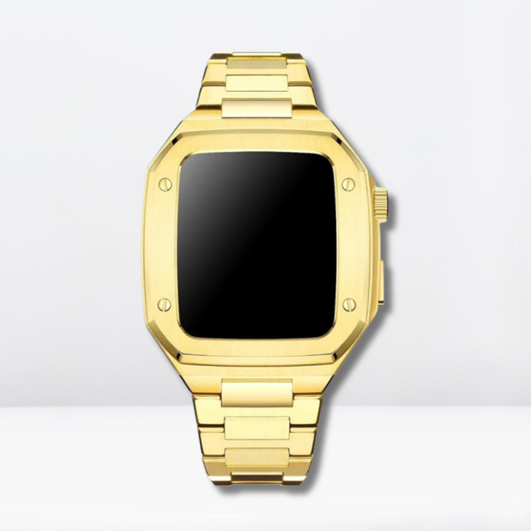 Luxury Stainless Steel Premium Strap and Case for iWatch 44 MM (Gold)