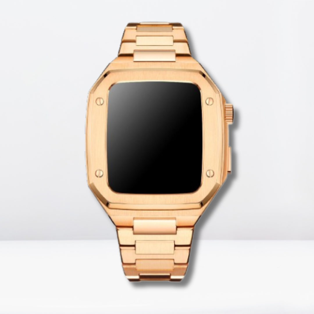 Luxury Stainless Steel Premium Strap and Case for iWatch 44 MM (Rose Gold)