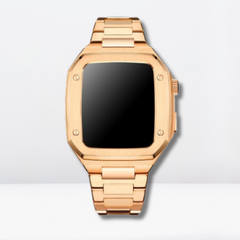 Luxury Stainless Steel Premium Strap and Case for iWatch 44 MM (Rose Gold)