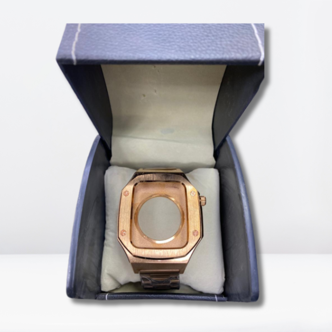 Luxury Stainless Steel Premium Strap and Case for iWatch 44 MM (Rose Gold)