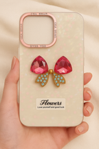 Protective Apple iPhone Back Cover - Luxury Crystal Bow Phone Case – Protective & Stylish iPhone Cover - Style 3