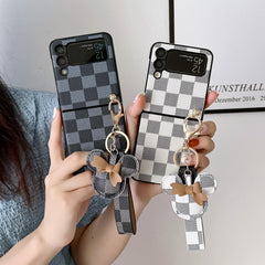 Luxury Leather Texture Flip 4 Case with Keychain – Stylish Protection for Samsung Galaxy Z Flip 4