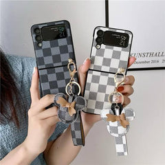 Luxury Leather Texture Flip 4 Case with Keychain – Stylish Protection for Samsung Galaxy Z Flip 4