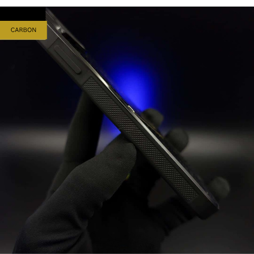 Luxury Lion Carbon Fiber Case with Crocodile Texture & Gold Detailing – iPhone Series