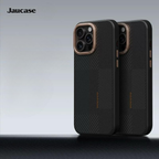 Protective Apple iPhone Back Cover - Luxury iPhone Case – MagSafe Compatible Carbon Texture with Metal Frame - Style 3