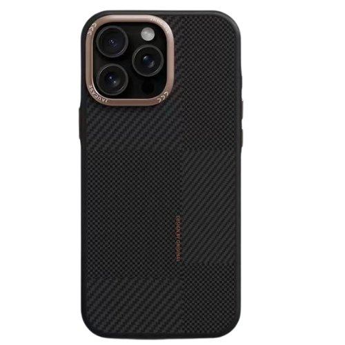Luxury iPhone Case – MagSafe Compatible Carbon Texture with Metal Frame