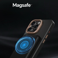 Luxury iPhone Case – MagSafe Compatible Carbon Texture with Metal Frame