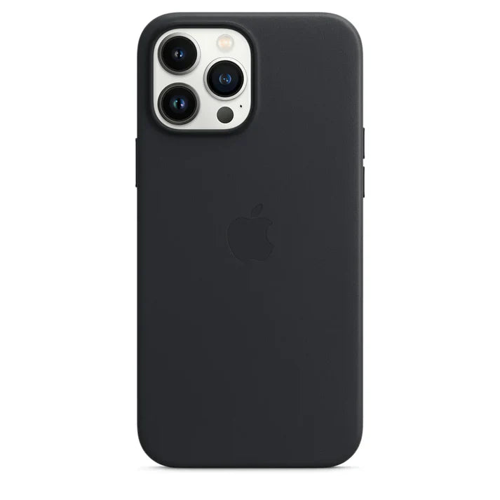PU Leather Magsafe Compatible  Logo Case for iPhone 15 Pro Max (Black)