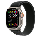 Black Trail Loop for iWatch 44/45/46mm & 49mmUltra with Silver Metal Connectors Mobile Case by CoverMeUp - Style 2