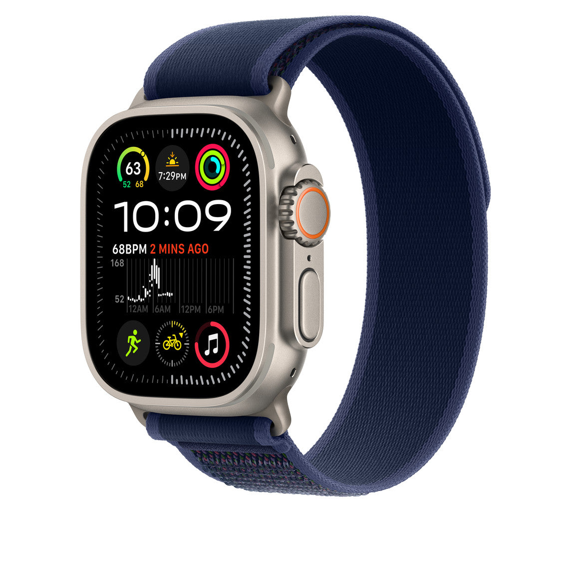 Navy Blue Trail Loop for iWatch 44/45/46mm & 49mmUltra with Silver Metal Connectors