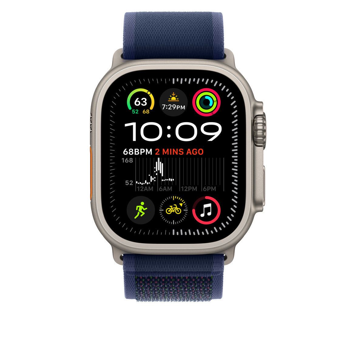 Navy Blue Trail Loop for iWatch 44/45/46mm & 49mmUltra with Silver Metal Connectors
