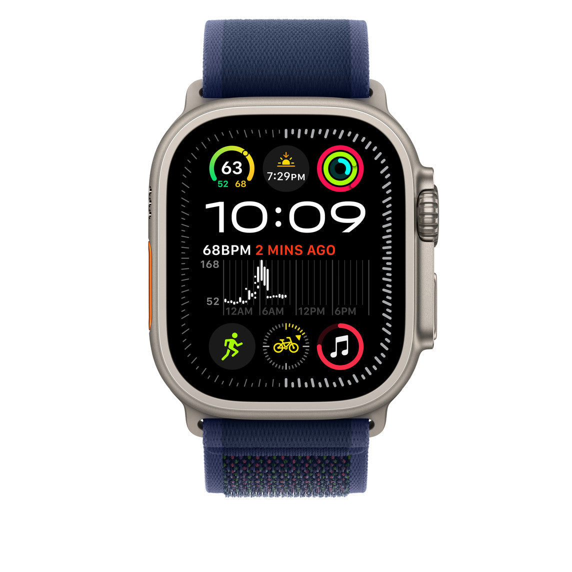 Navy Blue Trail Loop for iWatch 44/45/46mm & 49mmUltra with Silver Metal Connectors