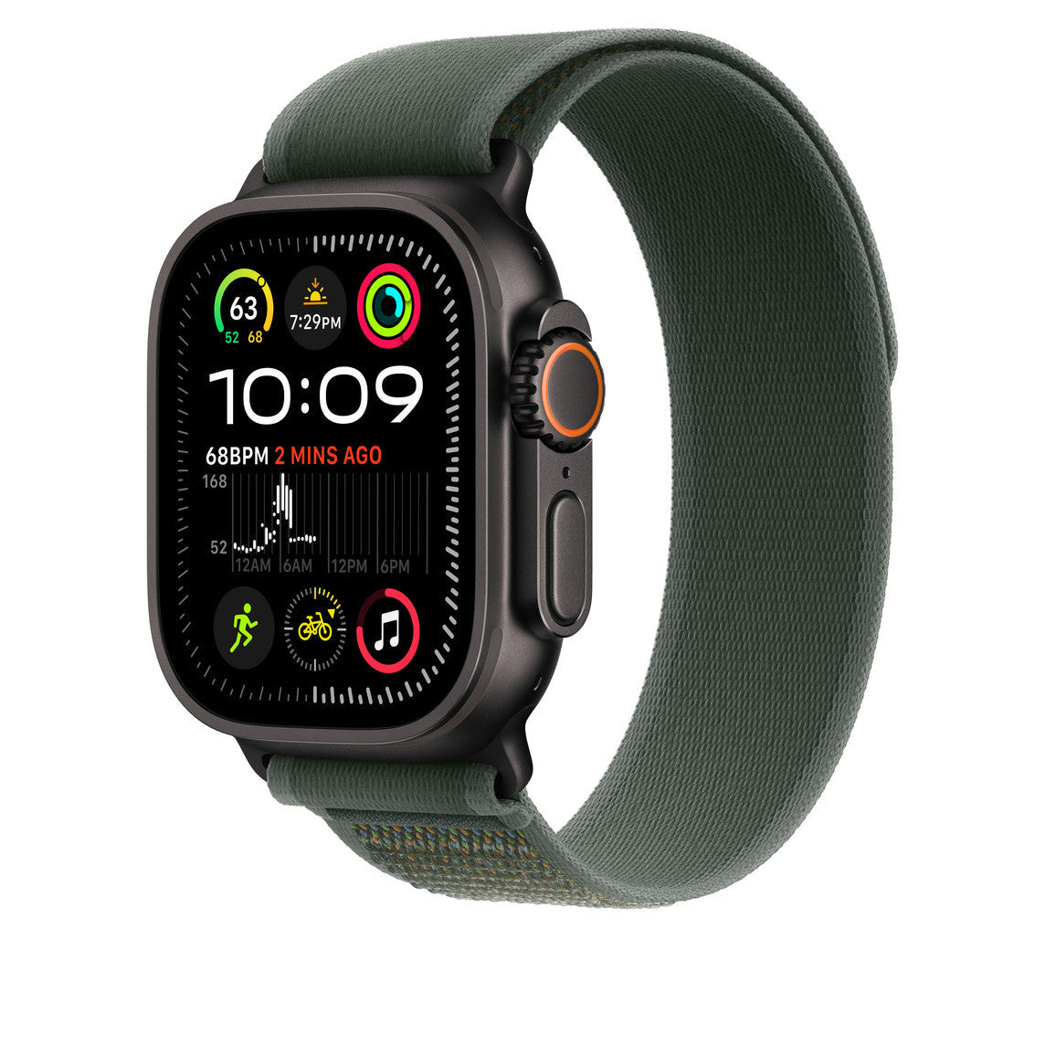 Dark Green Trail Loop for iWatch 44/45/46mm & 49mmUltra with Black Metal Connectors