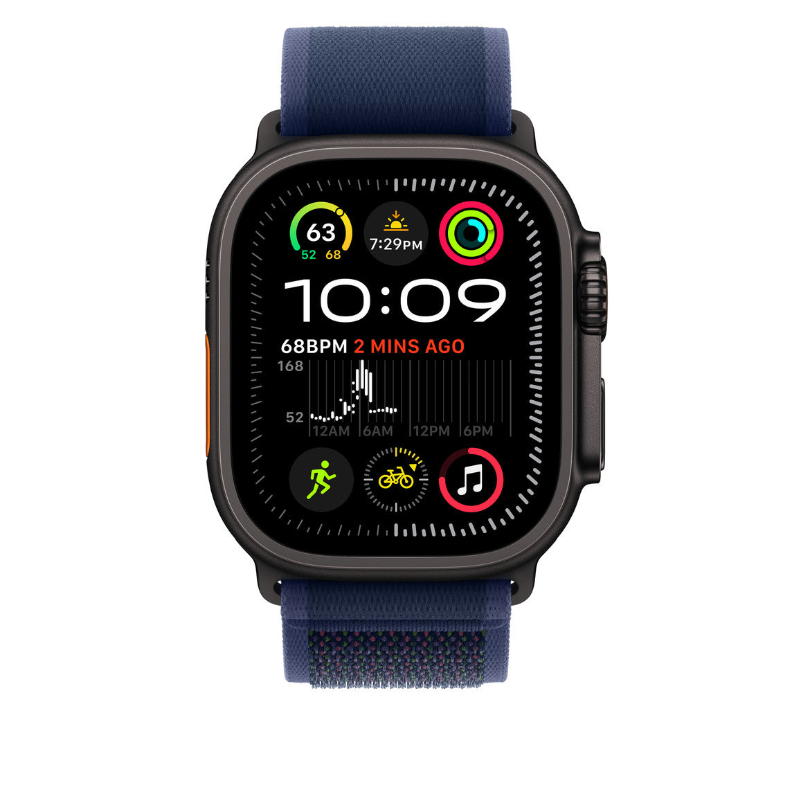 Navy Blue Trail Loop for iWatch 44/45/46mm & 49mmUltra with Black Metal Connectors