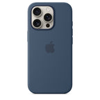 Protective Apple iPhone Back Cover - Logo Silicon Case for iPhone 16 Pro (Denim Blue) - Style 2
