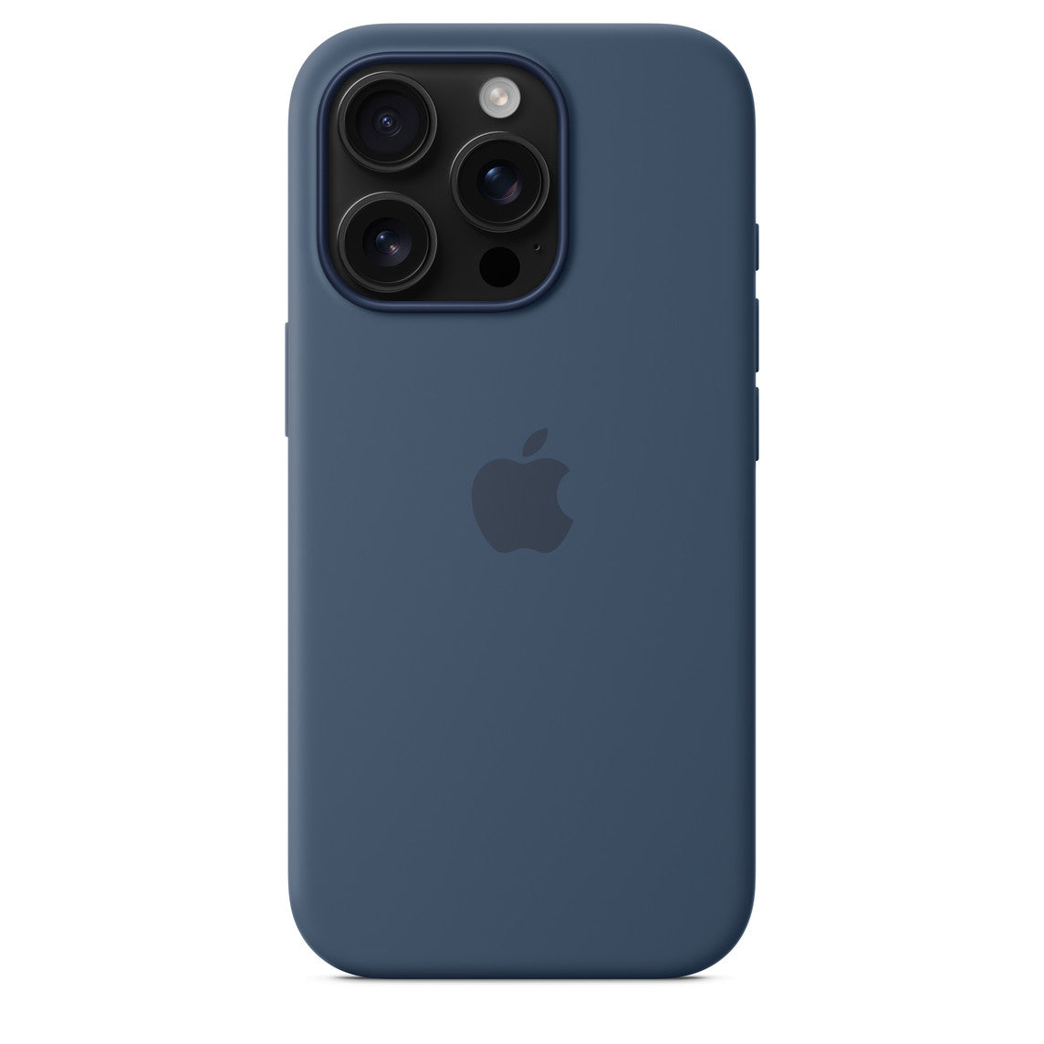 Protective Apple iPhone Back Cover - Logo Silicon Case for iPhone 16 Pro (Denim Blue) - Style 3