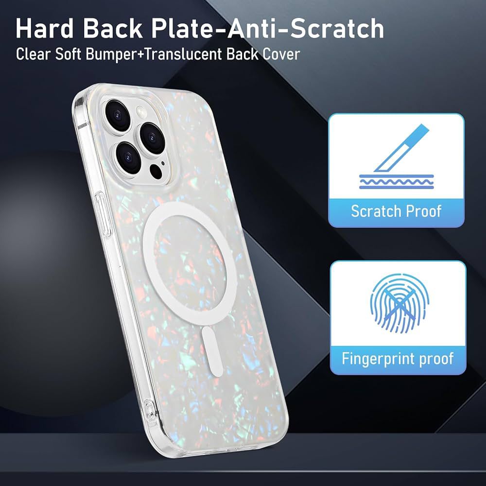 MagSafe Glitter Transparent Hard TPU iPhone Case – Shockproof | Scratch Resistant | Wireless Charging Compatible