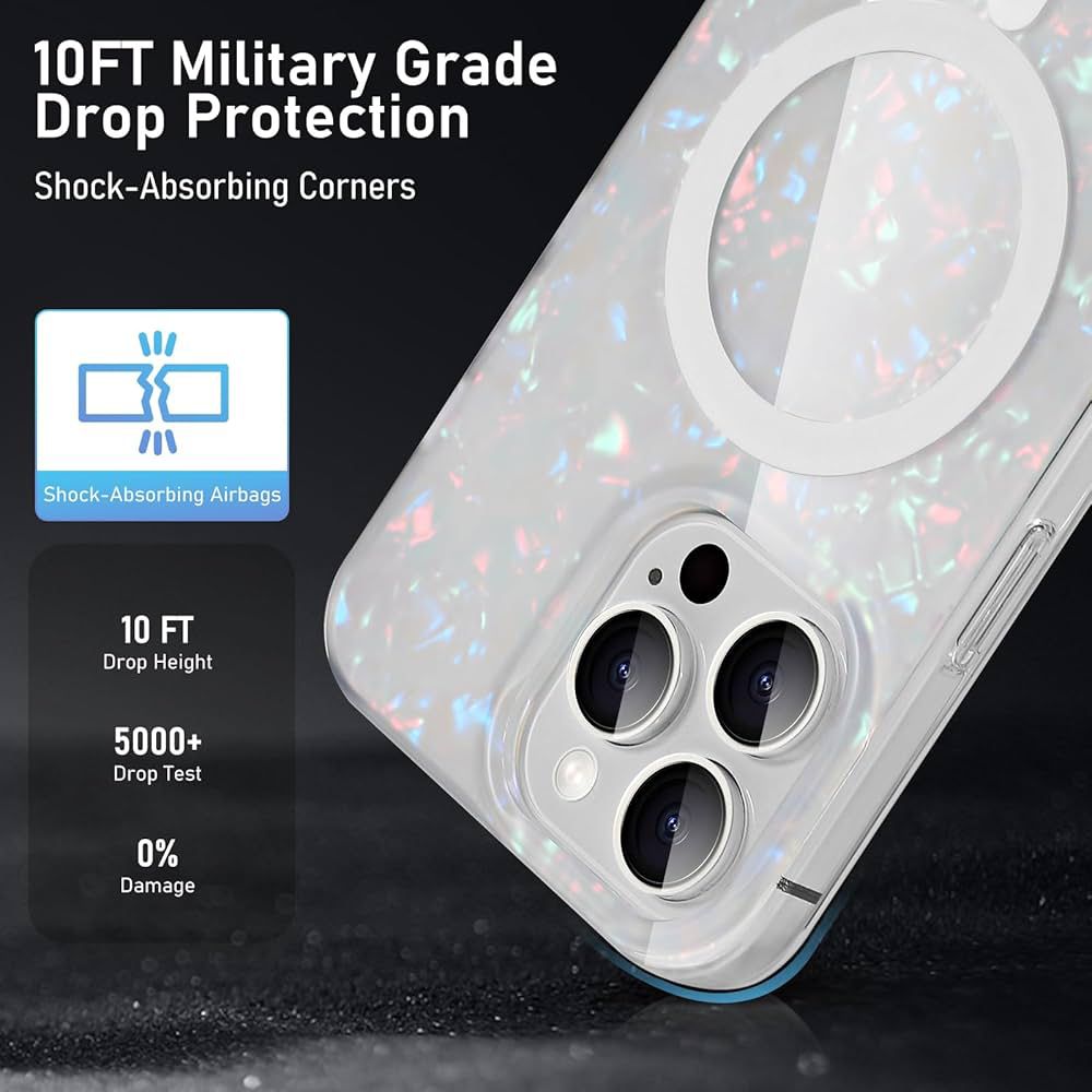 MagSafe Glitter Transparent Hard TPU iPhone Case – Shockproof | Scratch Resistant | Wireless Charging Compatible