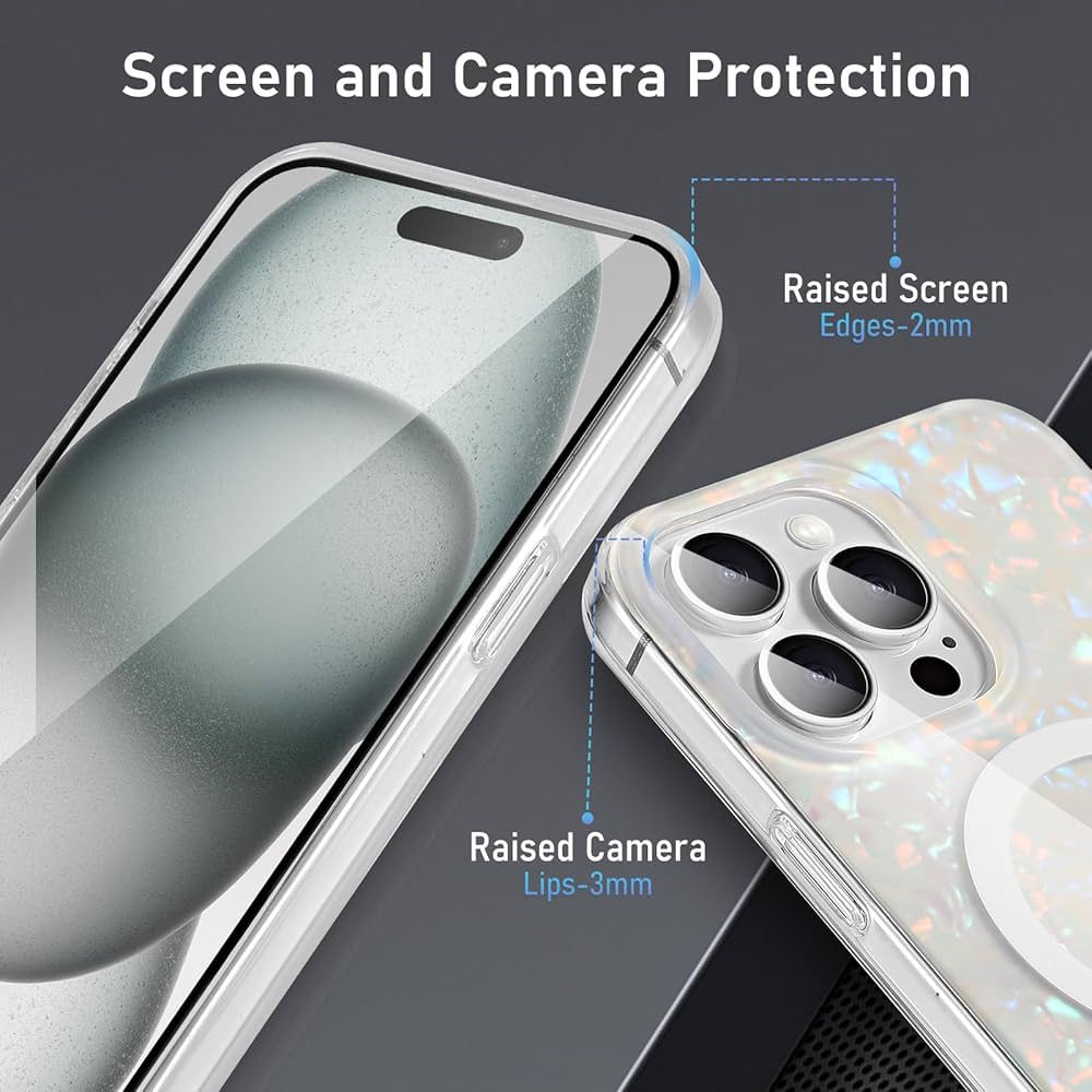 MagSafe Glitter Transparent Hard TPU iPhone Case – Shockproof | Scratch Resistant | Wireless Charging Compatible