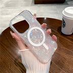 Protective Apple iPhone Back Cover - MagSafe Glitter Transparent Hard TPU iPhone Case – Shockproof | Scratch Resistant | Wireless Charging Compatible