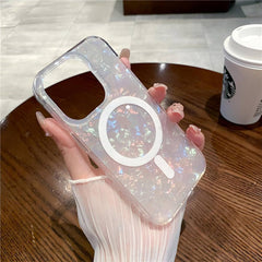 MagSafe Glitter Transparent Hard TPU iPhone Case – Shockproof | Scratch Resistant | Wireless Charging Compatible