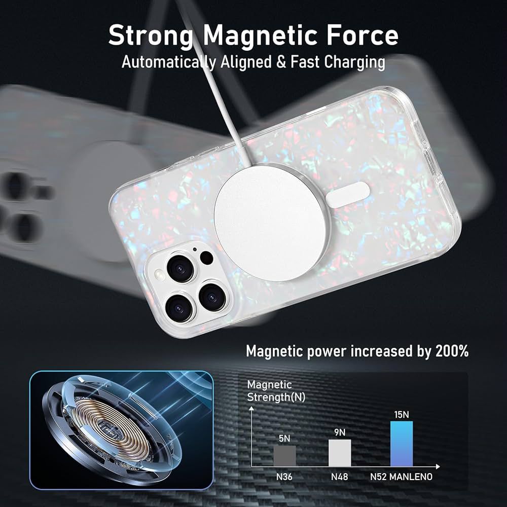 MagSafe Glitter Transparent Hard TPU iPhone Case – Shockproof | Scratch Resistant | Wireless Charging Compatible