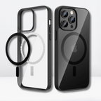 Protective Apple iPhone Back Cover - Magnetic Case with Built-in Magnets, Clear Hard Case for iPhone (Black)