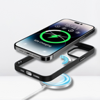 Protective Apple iPhone Back Cover - Magnetic Case with Built-in Magnets, Clear Hard Case for iPhone (Black) - Style 8