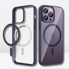 Magnetic Case with Built-in Magnets, Clear Hard Case for iPhone (Deep Purple)
