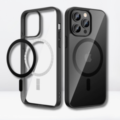 Magnetic Case with Built-in Magnets, Clear Hard Case for iPhone (Black)