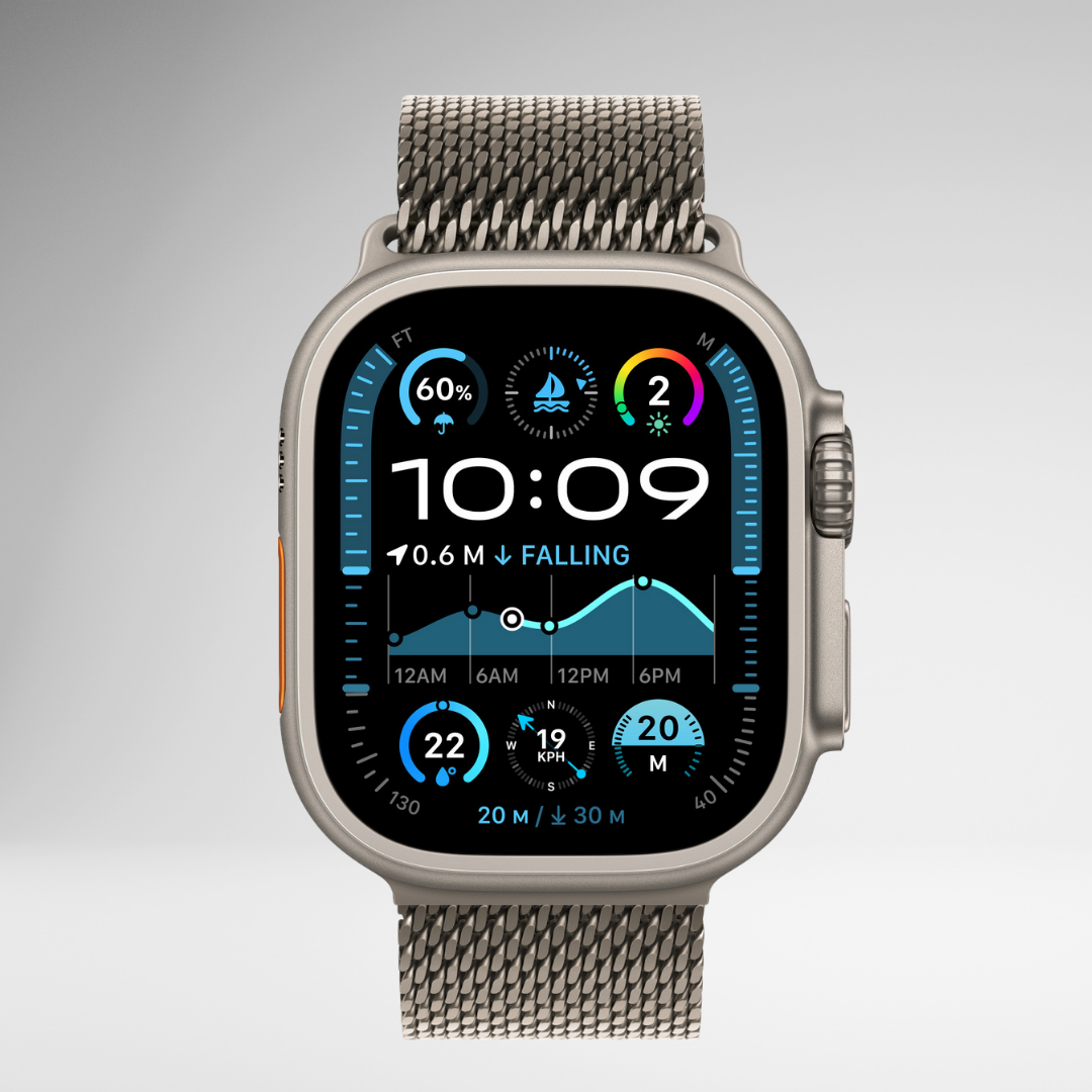 Milanese Loop Chain for iWatch 10 Series (44/45/46/49 MM) (NATURAL TITANIUM) Mobile Case by CoverMeUp - Style 3