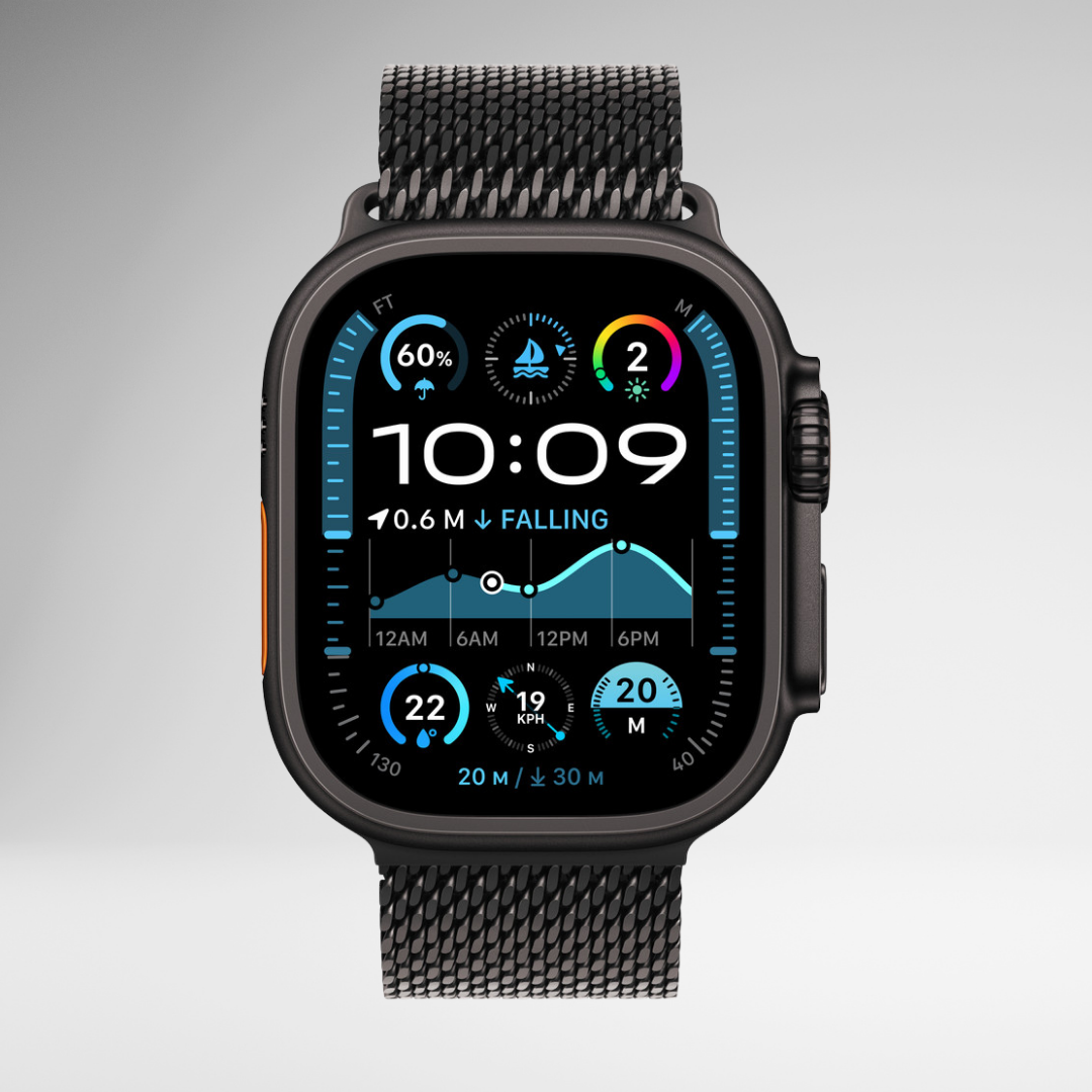 Milanese Loop Chain for iWatch 10 Series (44/45/46/49 MM) (BLACK) Mobile Case by CoverMeUp - Style 3