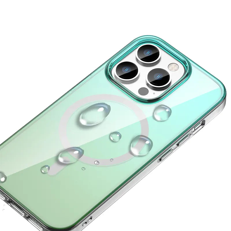 MultiColour 3D Reflection with Hydrophobic Coating Magsafe Case for iPhone 15 Pro (Light Green)