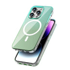 Protective Apple iPhone Back Cover - MultiColour 3D Reflection with Hydrophobic Coating Magsafe Case for iPhone 15 Pro Max (Light Green) - Style 3