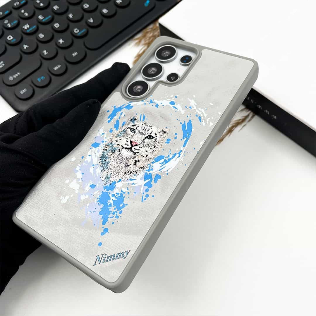 Nimmy Premium Embroidered Leather Case - Samsung Galaxy S25 Ultra Nimmy Official Embroidery Leather Case with Magsafe - White - Style 3