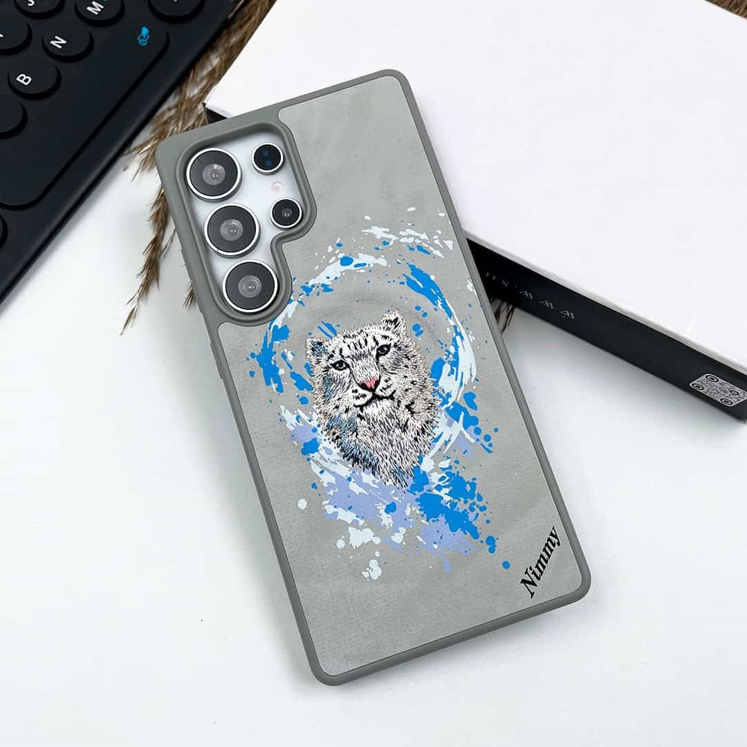 Nimmy Premium Embroidered Leather Case - Samsung Galaxy S25 Ultra Nimmy Official Embroidery Leather Case with Magsafe - White