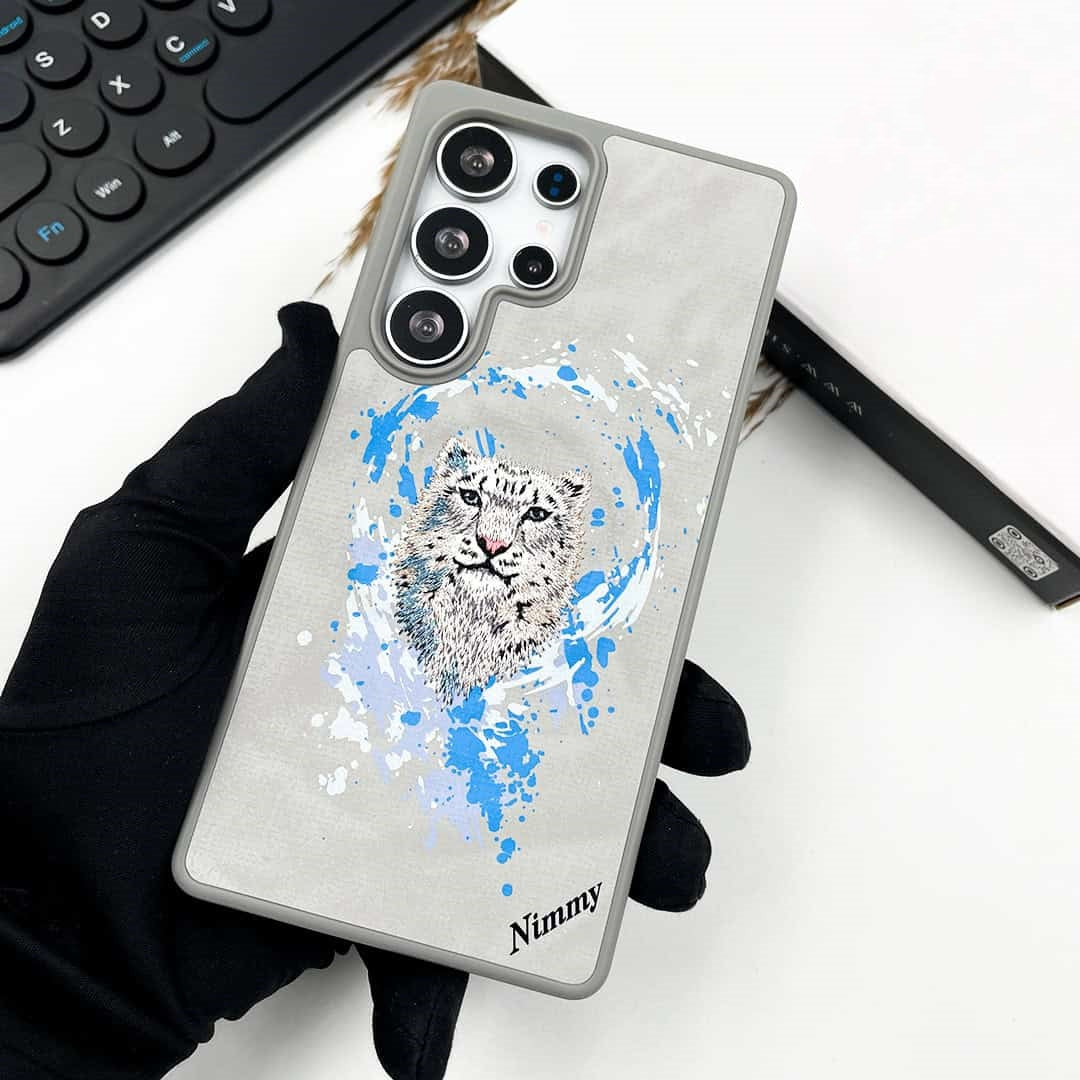 Nimmy Premium Embroidered Leather Case - Samsung Galaxy S25 Ultra Nimmy Official Embroidery Leather Case with Magsafe - White - Style 2
