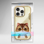 Nimmy Premium Embroidered Leather Case - NIMMY Big Eyes Series with Metal Camera Ring for the iPhone 16 series - Style 2