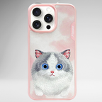 Nimmy Premium Embroidered Leather Case - NIMMY Big Eyes Series with Metal Camera Ring for the iPhone 16 series